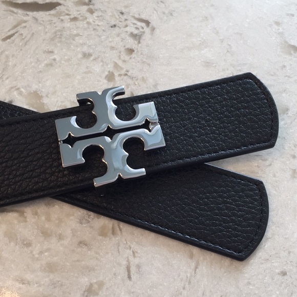Tory Burch Accessories - Tory Burch Reversible Logo Belt Black/Gray Small